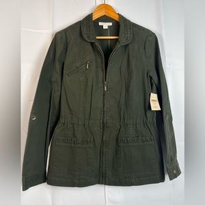 Cold Waater Creek Womens East Twill Anorak Jacket Forest Green Size 12 NWT